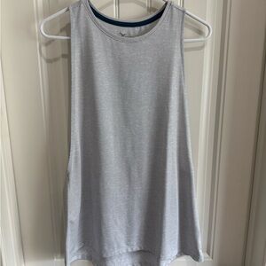 Old Navy Light Gray Striped Muscle Tee
